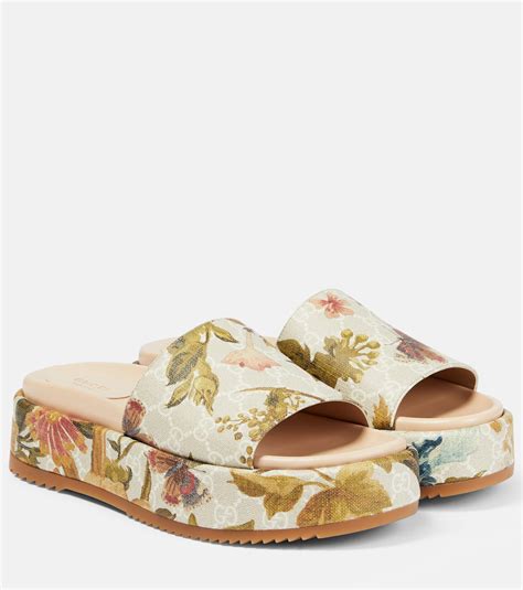 women gucci flower slides|gucci floral platform slides.